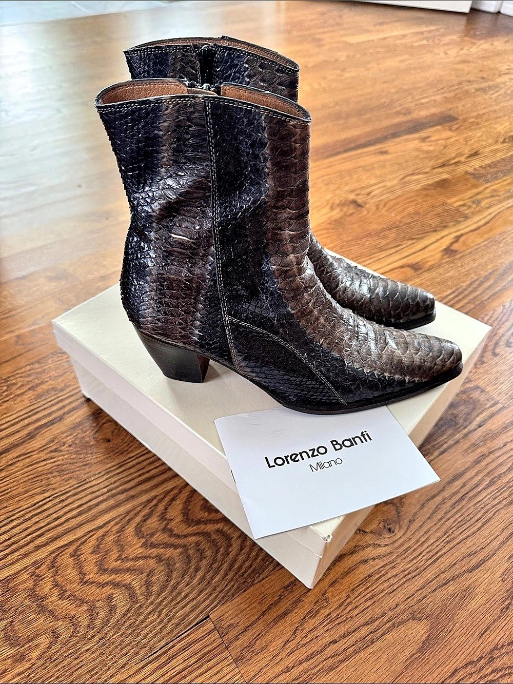 Vintage Lorenzo Banfi Italian Snakeskin Heeled Boots US 10 EU 40